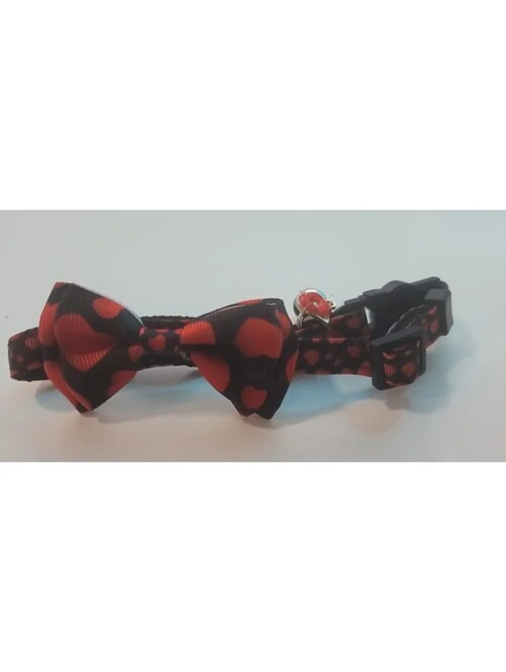 HEART BOW RED BLACK CHARM CAT BREAK-AWAY ADJUSTABLE COLLAR -7